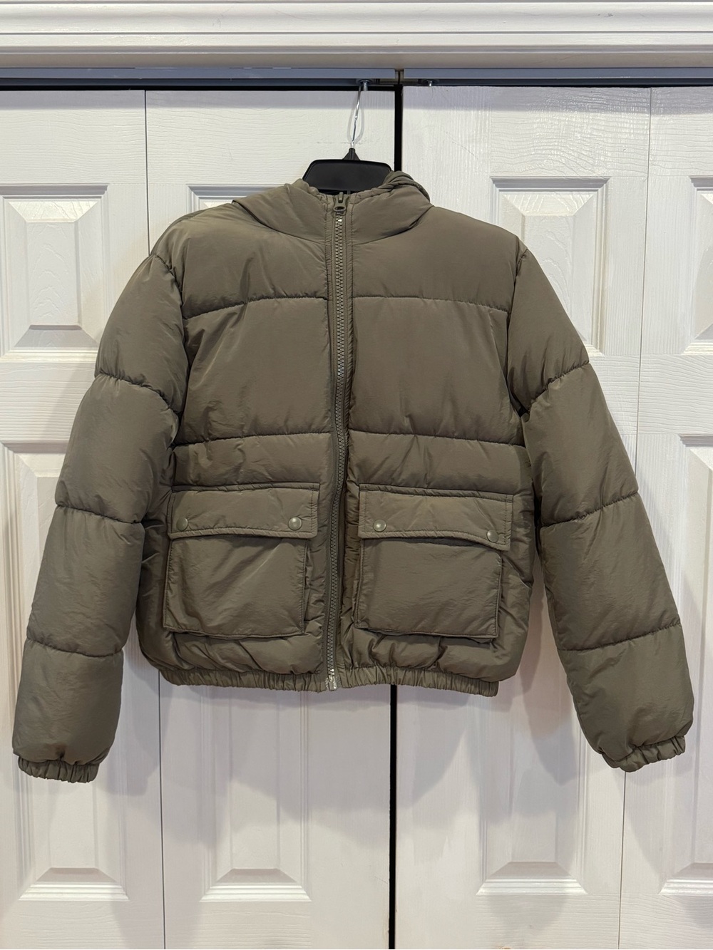 H&M Divided Olive Army Green Hooded Puffer Jacket